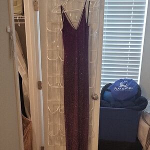 Urban Girl Nites Blue and Silver Spaghetti Strap Maxi Gown